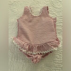 Funtasia Too! Pink Check Seersucker Swimsuit‎ 9 mos